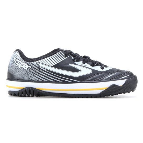 Chuteira Futsal Juvenil Topper Frontier X - Preto+Amarelo Menor preço em Chuteira Futsal Juvenil Topper Frontier X - Preto+Amarelo