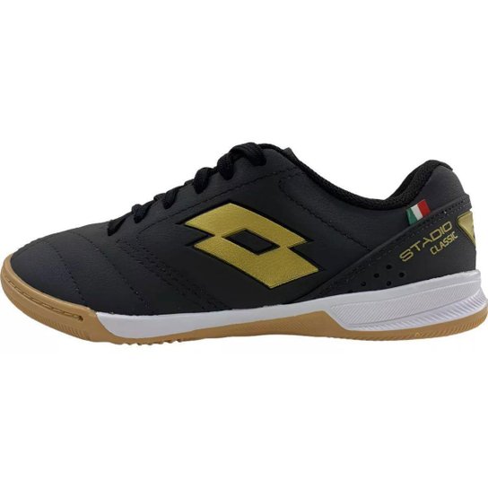 Chuteira Futsal Lotto Stadio Classic Unissex Preto Dourado