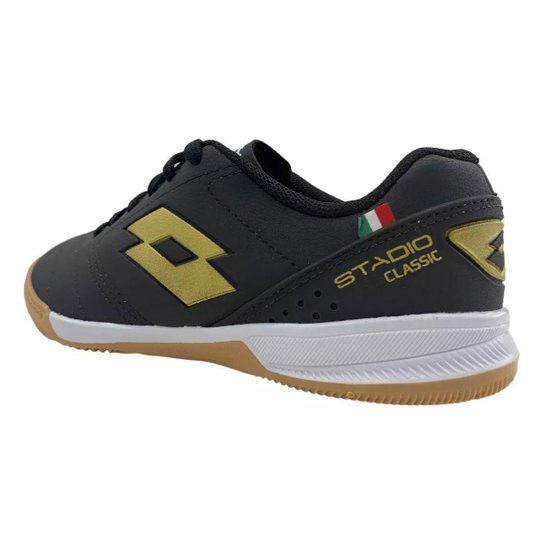 Chuteira Futsal Lotto Stadio Classic Unissex Preto Dourado