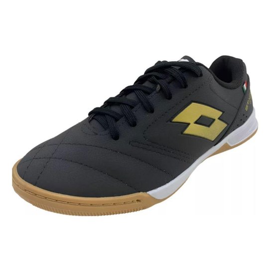 Chuteira Futsal Lotto Stadio Classic Unissex Preto Dourado