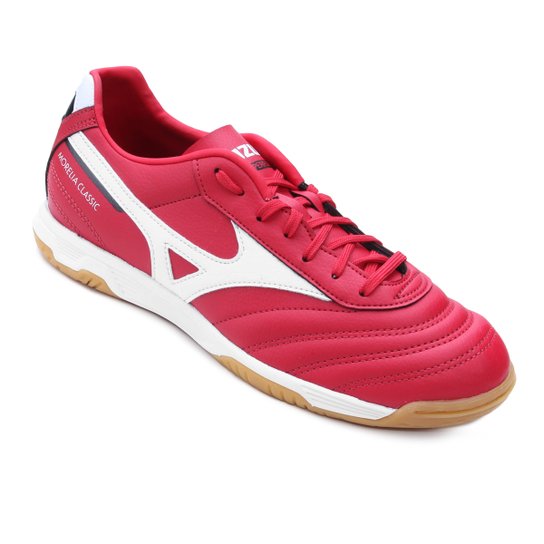 Chuteira Futsal Mizuno Morelia Classic IN P - Vermelho e Branco Menor preço em Chuteira Futsal Mizuno Morelia Classic IN P - Vermelho e Branco