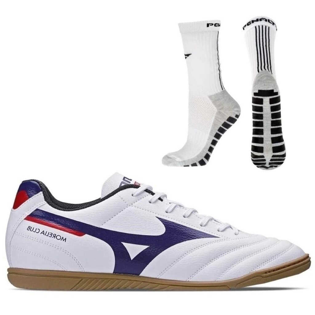 Chuteira Futsal Mizuno Morelia Club + Meia Antiderrapante