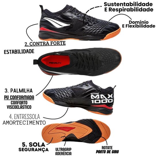 Chuteira Futsal Penalty Max 1000 - Unissex