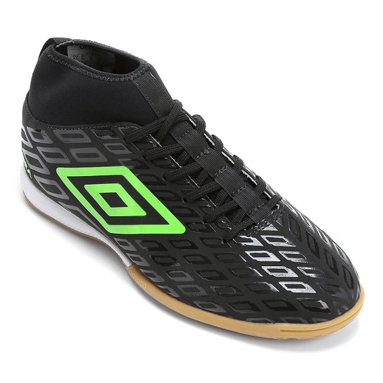 Chuteira Futsal Umbro Calibra - Preto+Verde Claro Menor preço em Chuteira Futsal Umbro Calibra - Preto+Verde Claro