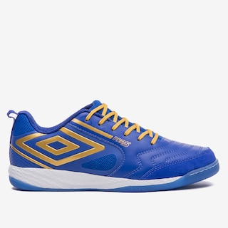Chuteira Futsal Umbro Pro 5 Bump Unissex - Azul+Dourado