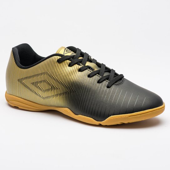 Chuteira Futsal Umbro Vibe - Preto+Dourado Menor preço em Chuteira Futsal Umbro Vibe - Preto+Dourado