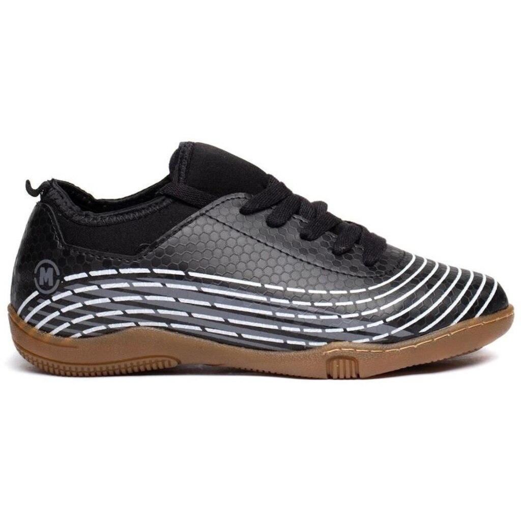 Chuteira Infantil Molekinho Futsal Napa Preto/Cinza