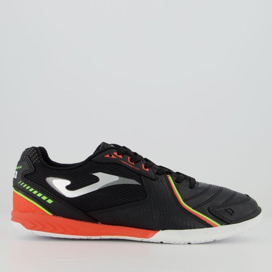 Chuteira Joma Dribling Futsal Preta e Laranja - Preto Menor preço em Chuteira Joma Dribling Futsal Preta e Laranja - Preto