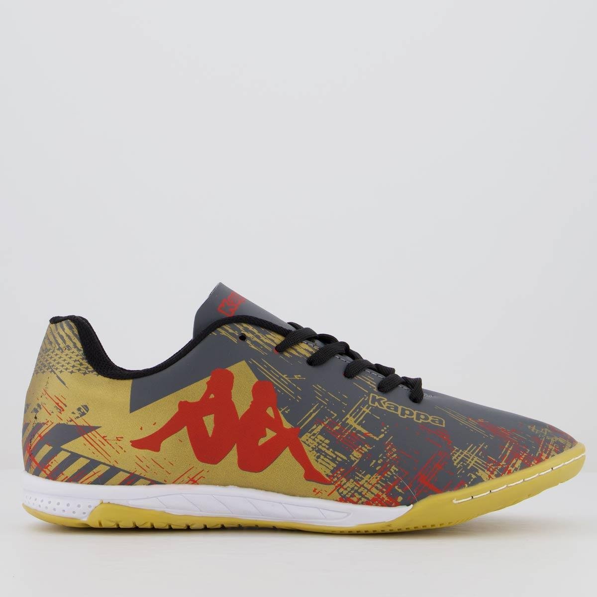 Chuteira Kappa Seattle Futsal Cinza e Dourada Menor preço em Chuteira Kappa Seattle Futsal Cinza e Dourada