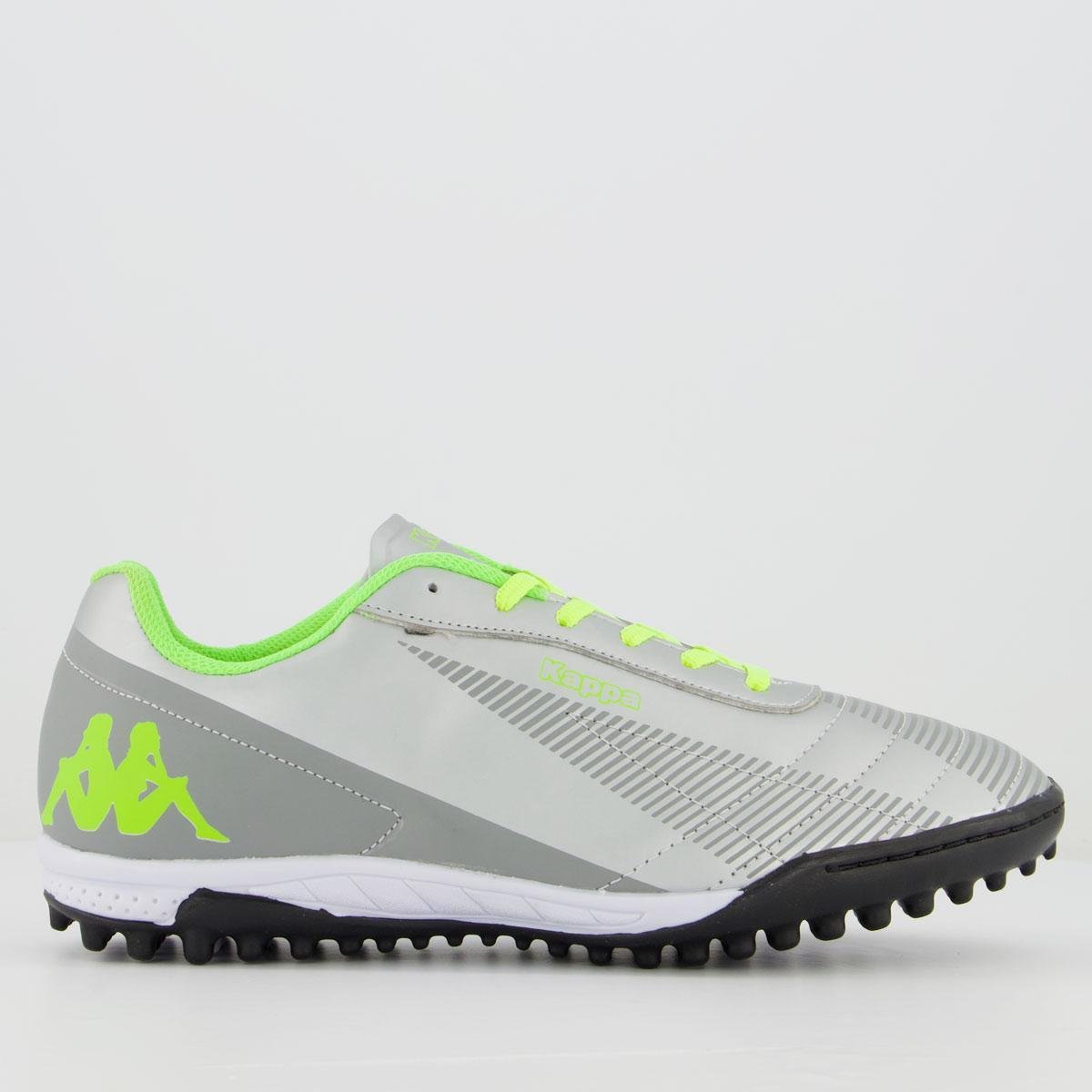 Chuteira Kappa Washington Society Cinza e Verde Menor preço em Chuteira Kappa Washington Society Cinza e Verde