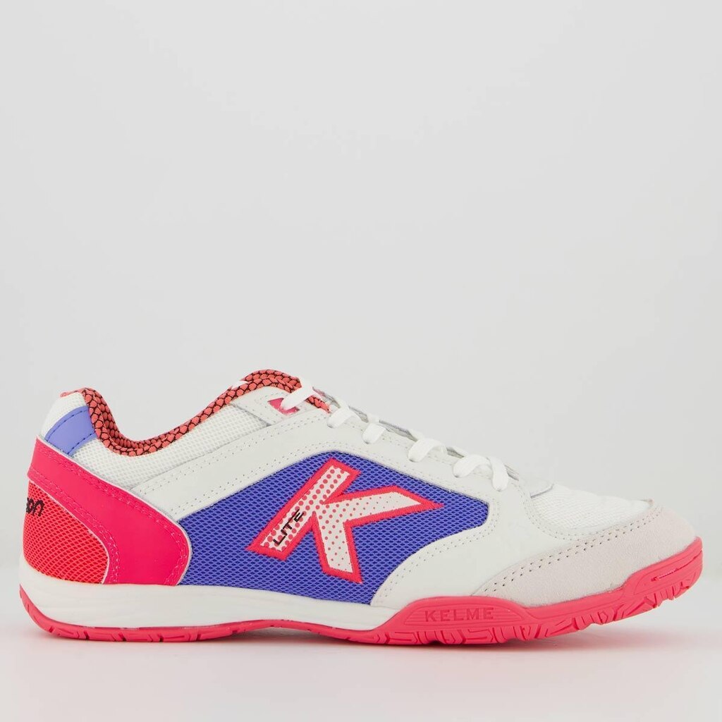 Chuteira Kelme Precision Lite Futsal Branca e Rosa