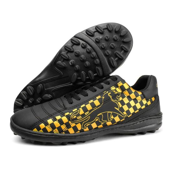 Chuteira Masculina Campo Society Preta Flexível Leve Lisa - Preto Menor preço em Chuteira Masculina Campo Society Preta Flexível Leve Lisa - Preto