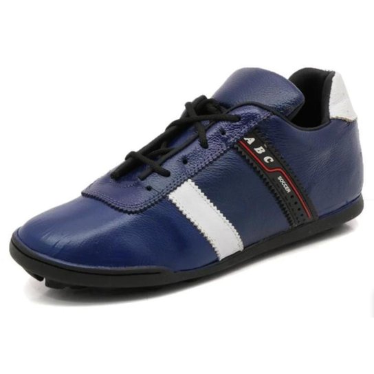 Chuteira Masculina Society E Campo 100% Couro - Azul Menor preço em Chuteira Masculina Society E Campo 100% Couro - Azul