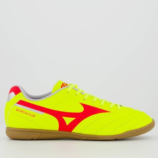 Chuteira Mizuno Morelia Club IN Futsal Amarela e Vermelha