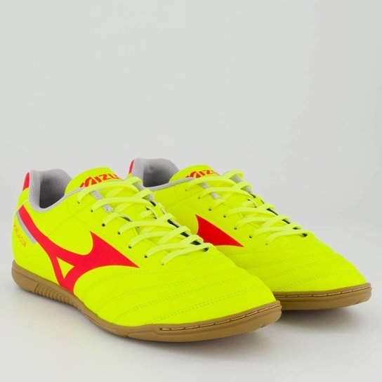 Chuteira Mizuno Morelia Club IN Futsal Amarela e Vermelha