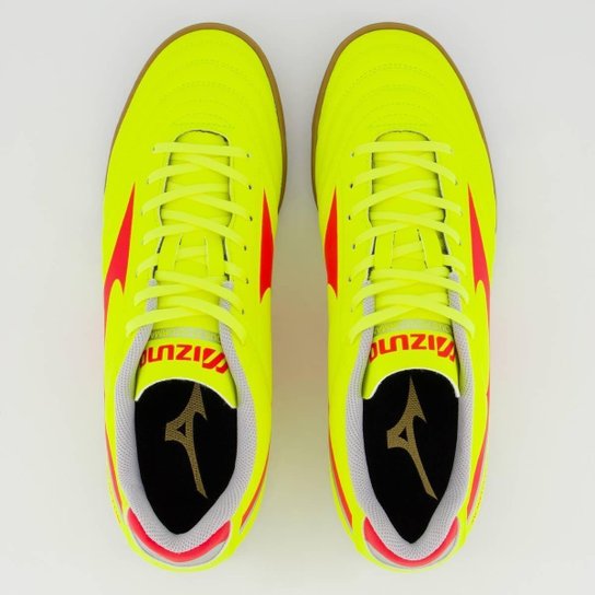 Chuteira Mizuno Morelia Club IN Futsal Amarela e Vermelha