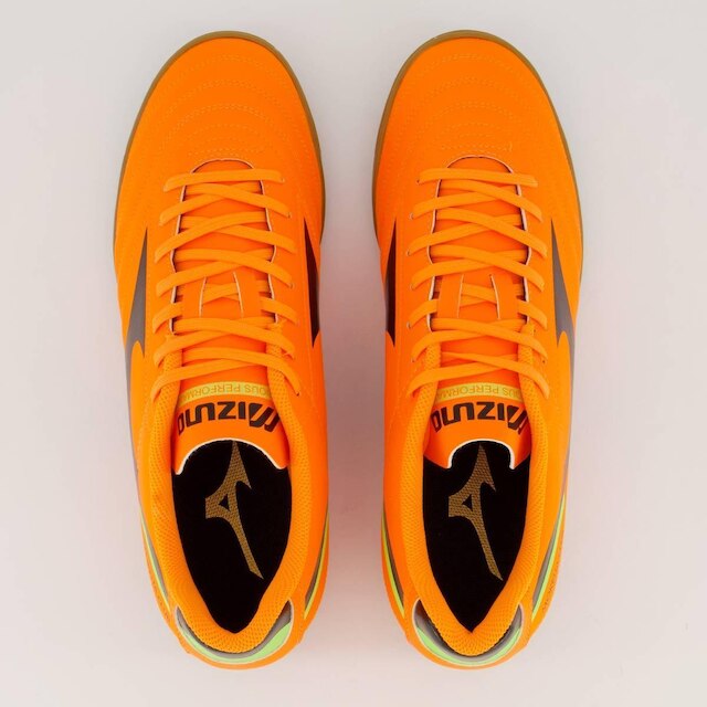 Chuteira Mizuno Morelia Club IN Futsal Laranja e Preta
