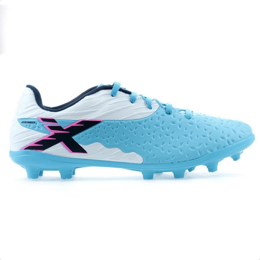 Chuteira OXN Campo Genio 4 Azul e Branco - Infantil