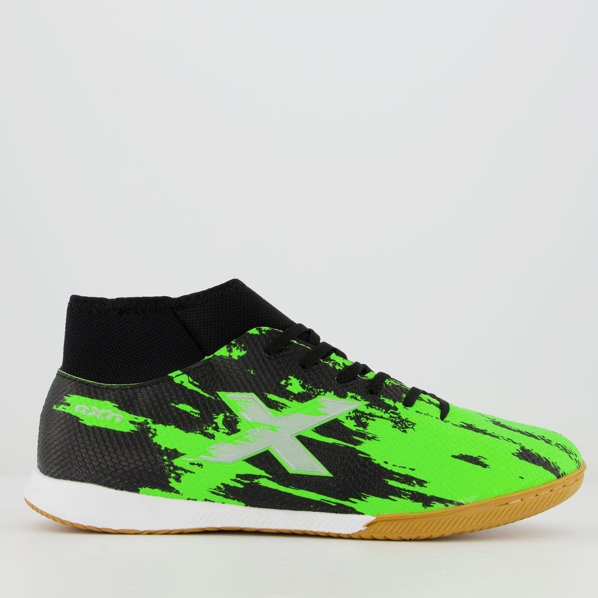 Chuteira Oxn Fusion Grip 3 Neo Futsal Preta e Verde Menor preço em Chuteira Oxn Fusion Grip 3 Neo Futsal Preta e Verde