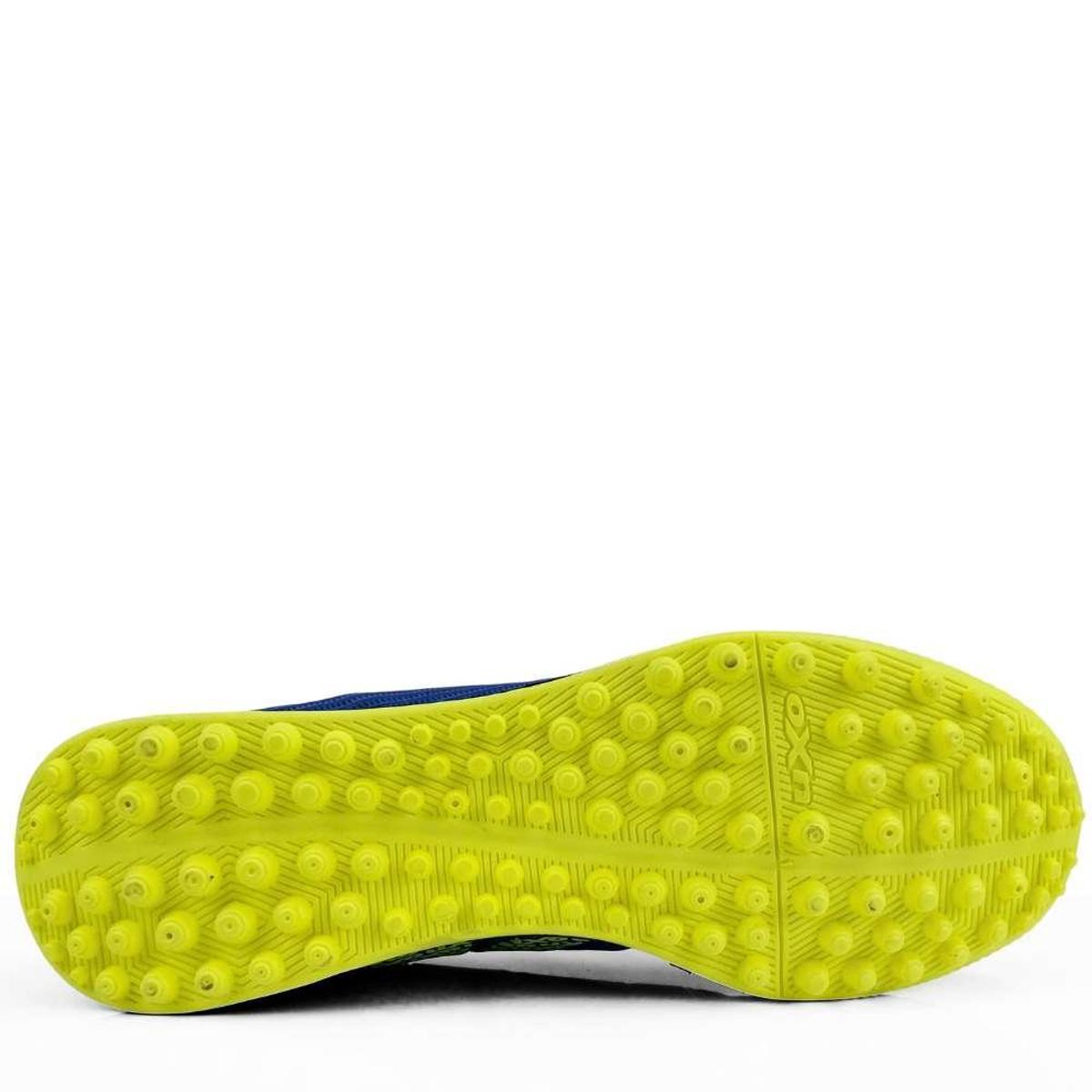 Chuteira Oxn Masculina Fusion Grip 4 Society - Azul+Verde Limão