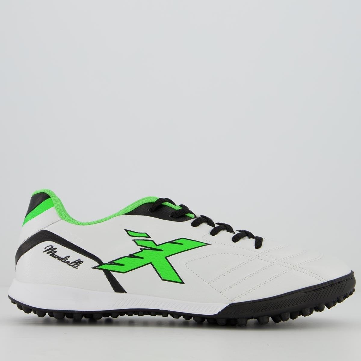 Chuteira Oxn Mundialli 3 Society Branca e Verde Menor preço em Chuteira Oxn Mundialli 3 Society Branca e Verde