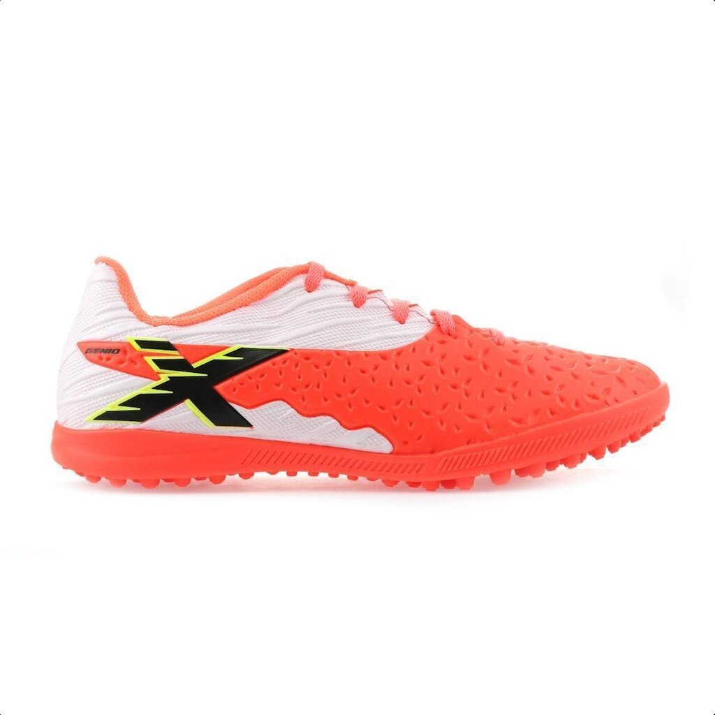 Chuteira OXN Society Genio 4 Laranja e Branco - Infantil