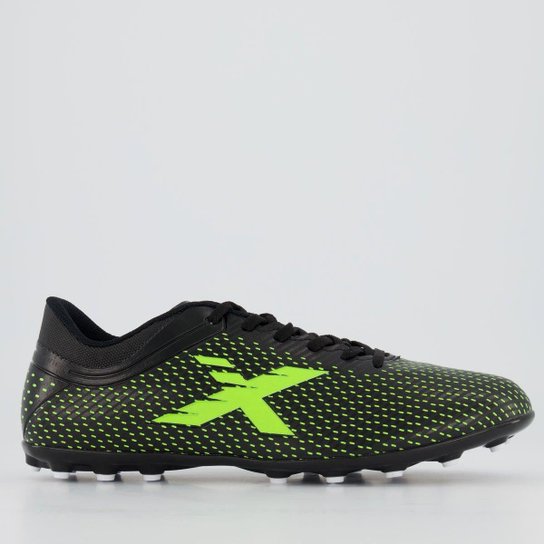Chuteira Oxn Trainer Society Preta - Preto+Verde Limão