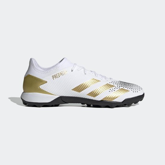 Chuteira Predator Mutator 20.3 Cano Baixo Society Adidas - Branco e Amarelo Menor preço em Chuteira Predator Mutator 20.3 Cano Baixo Society Adidas - Branco e Amarelo
