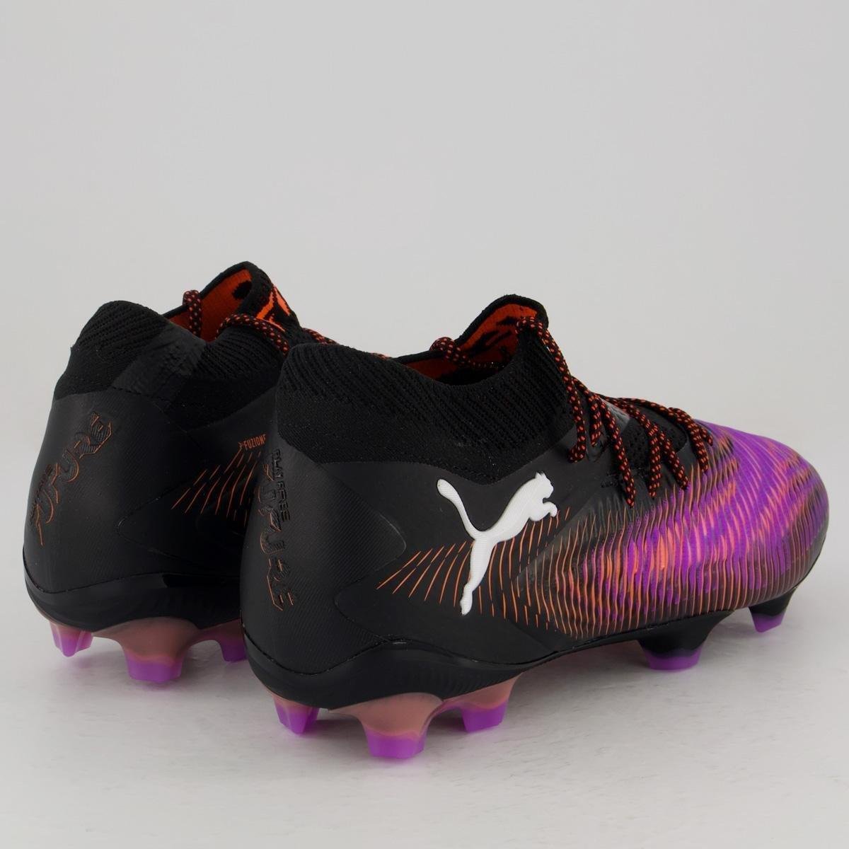 Chuteira Puma Future 8 Ultimate FG Campo Preta e Laranja - Preto