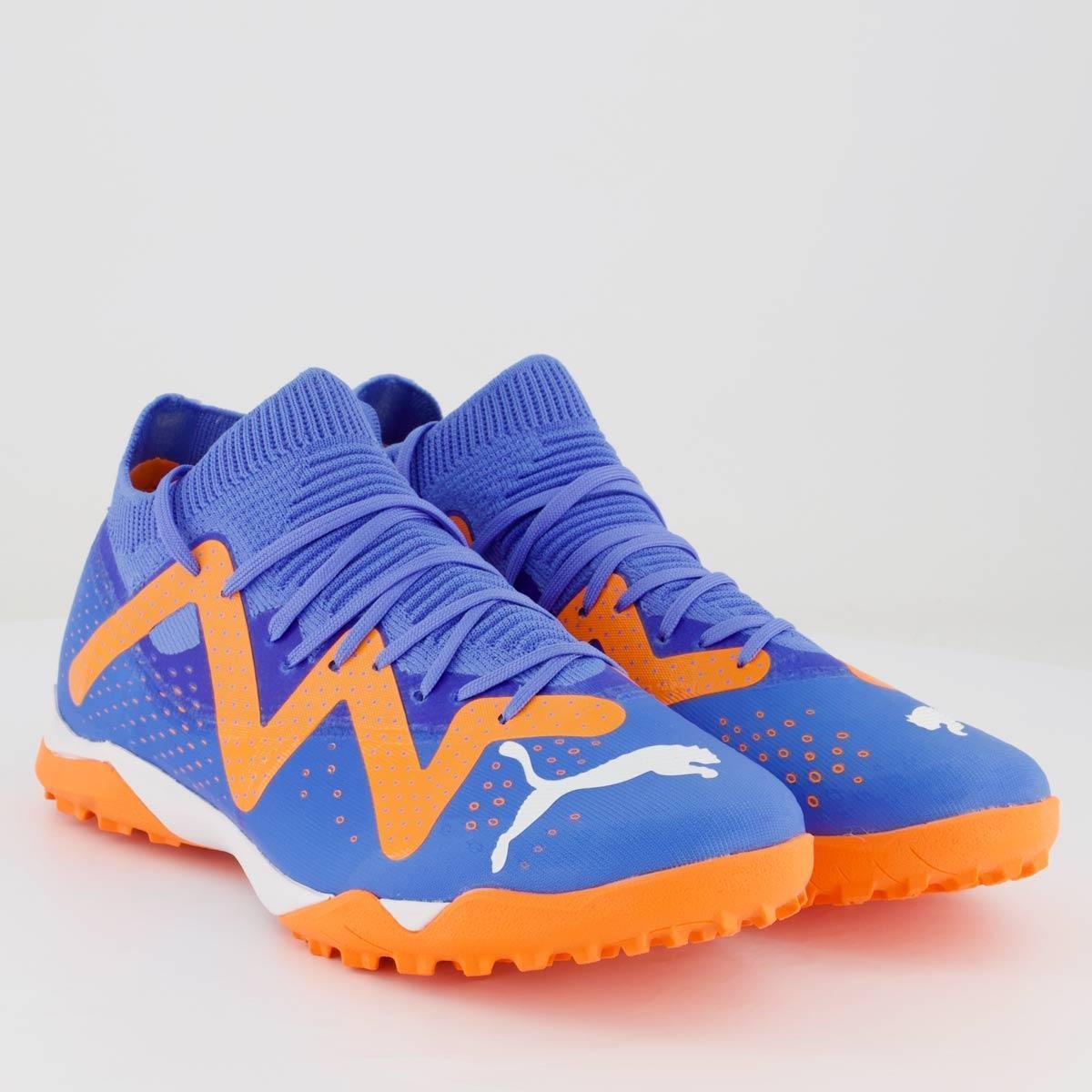 Chuteira Puma Future Match TT BDP Society Azul e Laranja