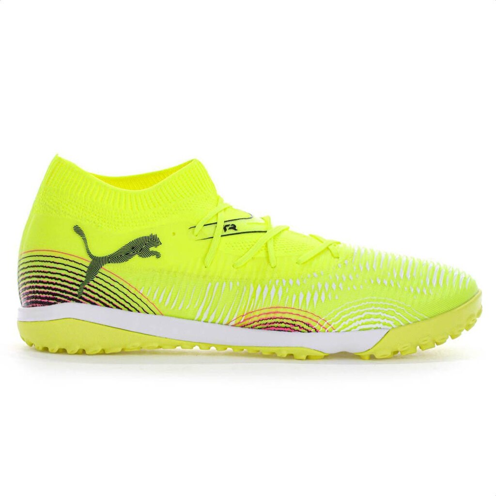Chuteira Puma Society Future 8 Match Neymar Jr Amarelo e Rosa - Juvenil