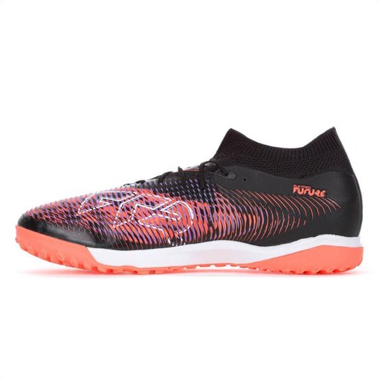 Chuteira Puma Society Future 8 Match Neymar Jr Preto Roxo e Laranja - Masculino