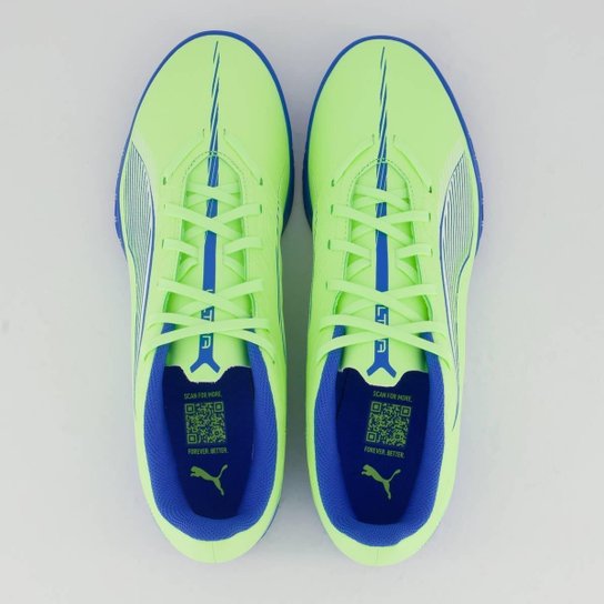 Chuteira Puma Ultra 5 Play Futsal Verde e Azul