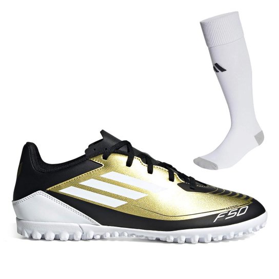 Chuteira Society Adidas F50 Club Messi+Meião Adidas Milano 23 Futebol