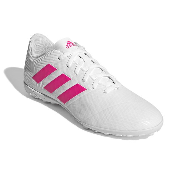 Chuteira Society Adidas Nemeziz 18 4 TF - Branco e Pink Menor preço em Chuteira Society Adidas Nemeziz 18 4 TF - Branco e Pink