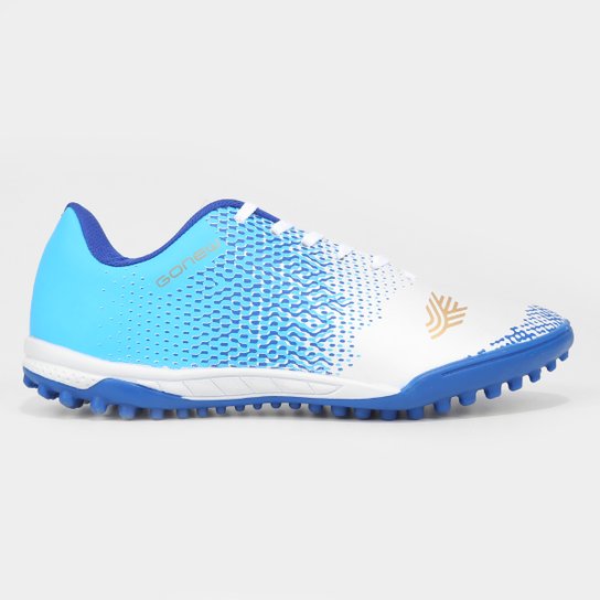 Chuteira Society Gonew Worldwide Unissex - Azul+Prata Menor preço em Chuteira Society Gonew Worldwide Unissex - Azul+Prata