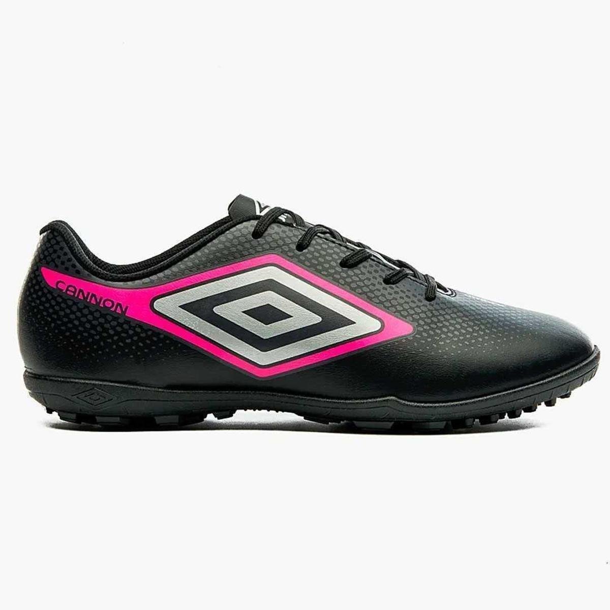 Chuteira Society Gramado Sintetico Cannon Umbro U07fb00237 Preto/Cinza/Rosa 26 Menor preço em Chuteira Society Gramado Sintetico Cannon Umbro U07fb00237 Preto/Cinza/Rosa 26
