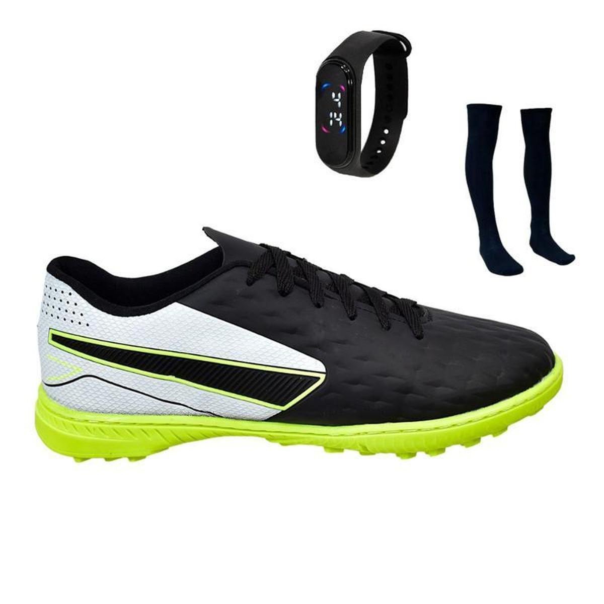 Chuteira Society Impactor Costurada Sosaite Sintético Novo + Meião Relógio Menor preço em Chuteira Society Impactor Costurada Sosaite Sintético Novo + Meião Relógio