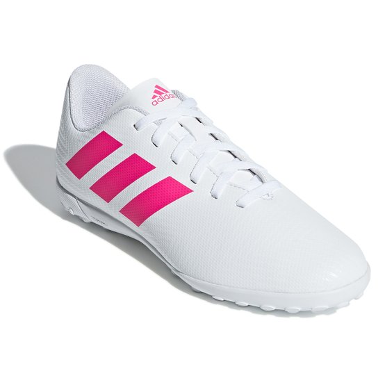 Chuteira Society Infantil Adidas Nemeziz 18 4 TF - Branco+Pink Menor preço em Chuteira Society Infantil Adidas Nemeziz 18 4 TF - Branco+Pink