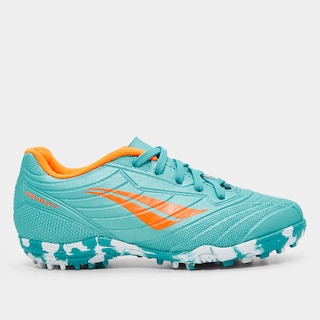 Chuteira Society Infantil Penalty Matis XXI - Azul Turquesa+Laranja