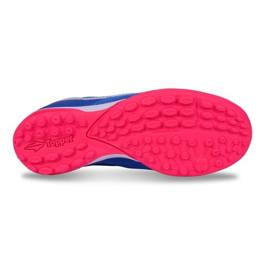 Chuteira Society Infantil Topper Titanium Azul+Rosa Netshoes