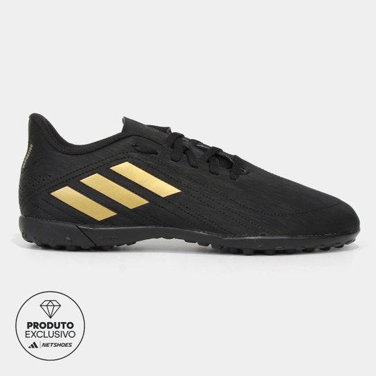 Chuteira Society Juvenil Adidas Deportivo - Preto+Dourado é boa?