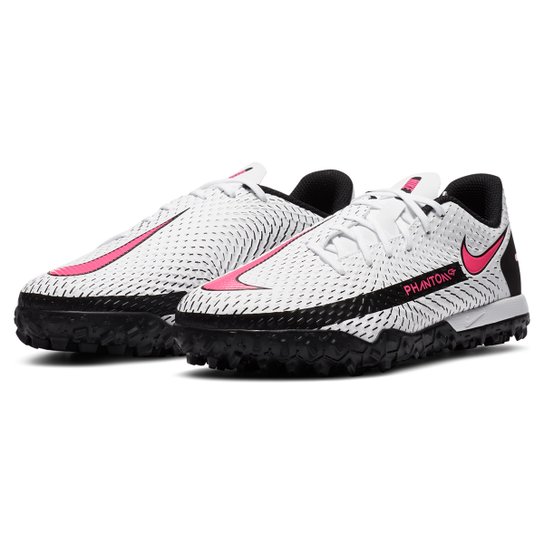 Chuteira Society Juvenil Nike Phantom GT Academy - Branco+Preto Menor preço em Chuteira Society Juvenil Nike Phantom GT Academy - Branco+Preto