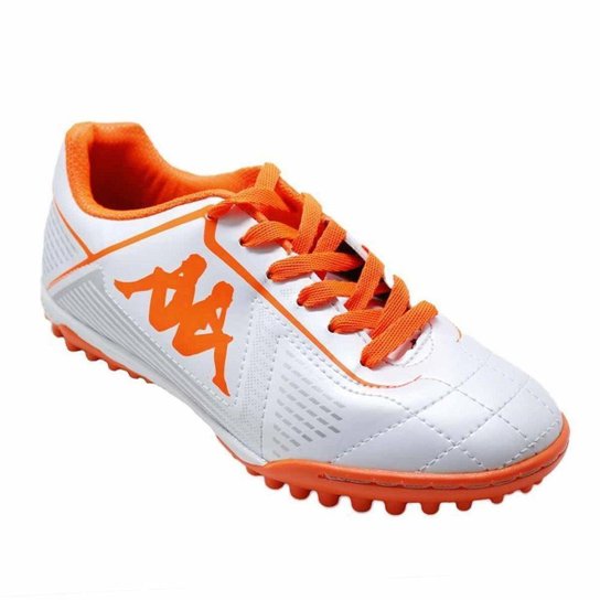 Chuteira Society Kappa Klaus TG - Preto e Amarelo - Branco+Laranja Menor preço em Chuteira Society Kappa Klaus TG - Preto e Amarelo - Branco+Laranja