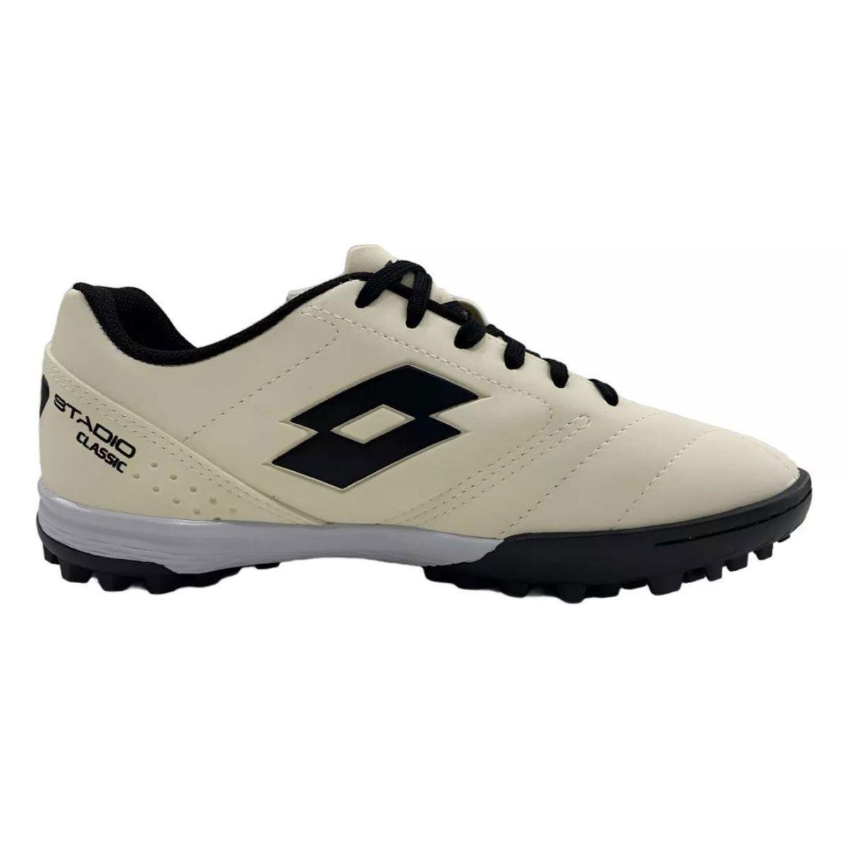 Chuteira Society Lotto Stadio Classic Unissex Bege Preto Bege
