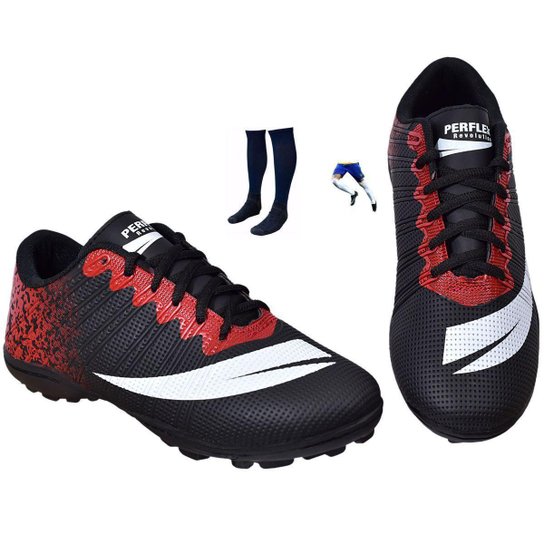 Chuteira Society Masculina Futebol Meião Esporte Kit