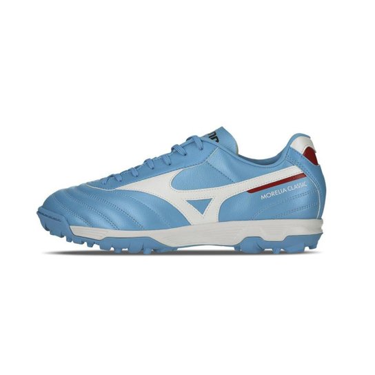 Chuteira Society Mizuno Morelia Classic AS Masculino-44 Azul Claro-Branco