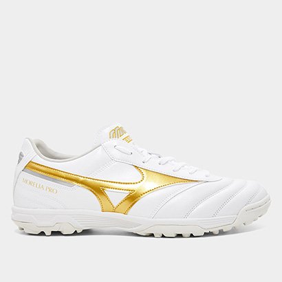 Mizuno Morelia サッカーシューズ ホワイト/ゴールド Chuteira Society Mizuno Morelia Elite As II Pro - Branco+dourado