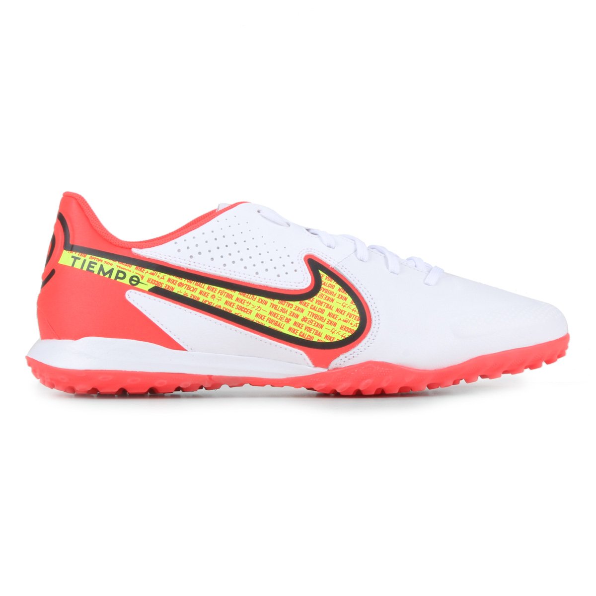 Chuteira Society Nike Tiempo Legend Academy Branco+Laranja