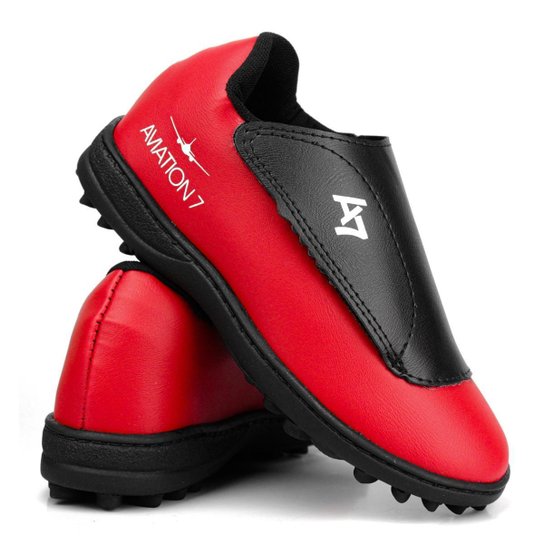 Chuteira Society Para Criança Futebol Campo Natural Sintético Gramado Sola De Borracha - Vermelho Menor preço em Chuteira Society Para Criança Futebol Campo Natural Sintético Gramado Sola De Borracha - Vermelho